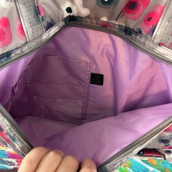 LUG Sprinter North South Travel Tote Watercolor Pearl RFID Pocket 15 x 14 - Picture 5 of 7